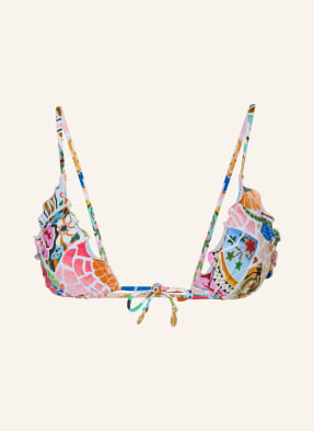 Seafolly Trojúhelníkový Bikinový Top Beachbohème růžová / tmavě modrá / bílá