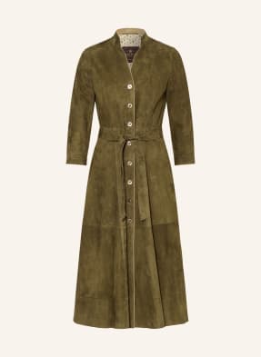 Habsburg Kožené Šaty Altenberg S 3/4 Rukávy khaki