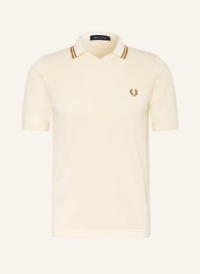 Fred Perry Pletené Polo Tričko krémová / hnědá
