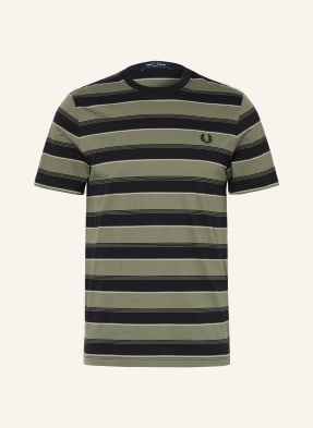 Fred Perry Tričko černá / khaki / bílá