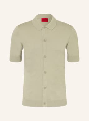 Hugo Strickhemd San Paco Extra Slim Fit gruen