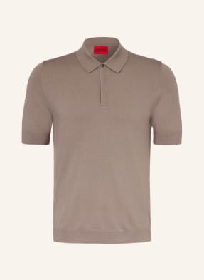 Hugo Strick-Poloshirt San Peter braun