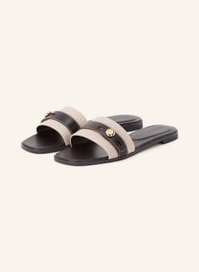 Tory Burch Pantofle Romy černá / zlatá / bílá