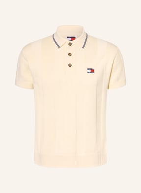 Tommy Jeans Pletené Polo Tričko krémová / tmavě modrá