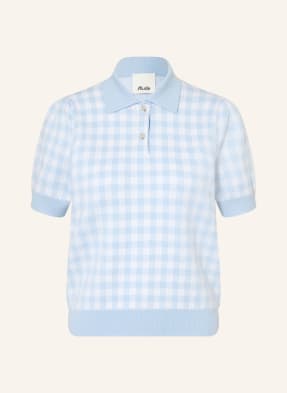 Allude Pletené Polo Tričko S Kašmírem tmavě modrá / bílá