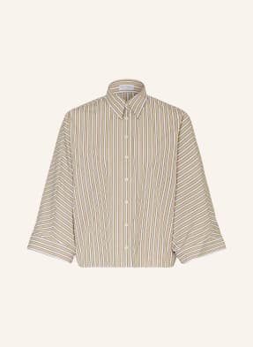 Brunello Cucinelli Oversized Košile S 3/4 Rukávy béžová / bílá / černá