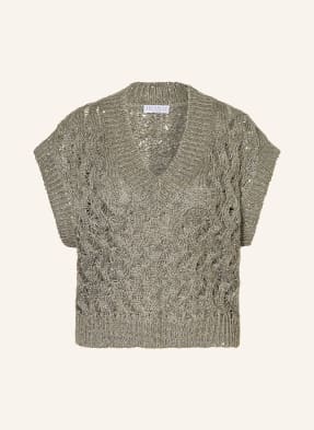 Brunello Cucinelli Pletené Tričko S Flitry khaki