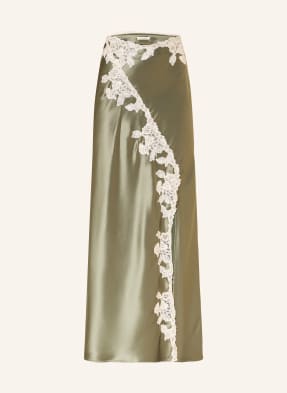 By Malene Birger Saténová Sukně Erika S Krajkou khaki / krémová