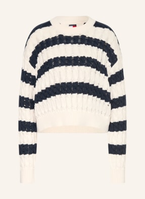 Tommy Jeans Svetr tmavě modrá / krémová