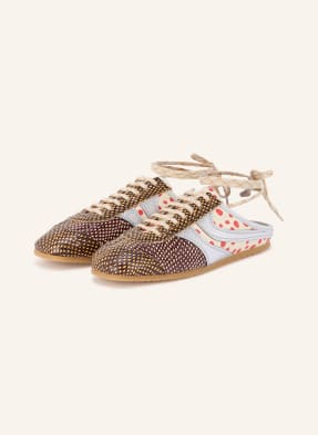 Dries Van Noten Pantofle tmavě hnědá / béžová / červená