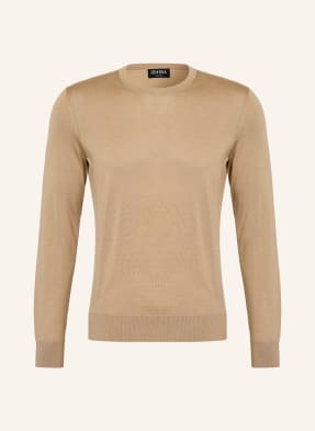 Zegna Kašmírový Svetr S Hedvábím béžová