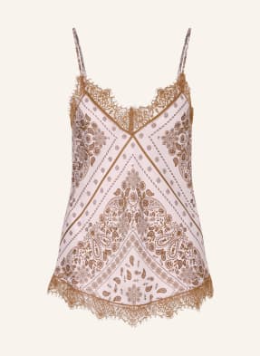 Darling Harbour Top S Hedvábím A Krajkou bandana print rose