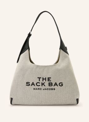 Marc Jacobs Taška Přes Rameno The Leather-Trim Canvas Belted Sack Bag béžová / stříbrná / černá