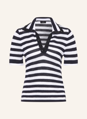 Monari Strick-Poloshirt Mit Schmucksteinen blau