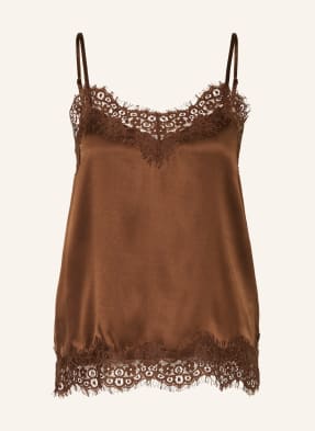Darling Harbour Seidentop Aus Satin Mit Spitze braun