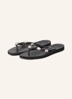 Sleepers Prstové Sandály Pearl Ibiza S Ozdobnými Kamínky černá