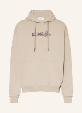 Off-White Mikina S Kapucí světle hnědá / tmavě hnědá