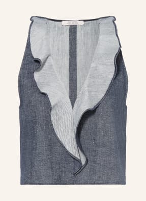 Dorothee Schumacher Blůza Fluid Denim S Lnem modrá