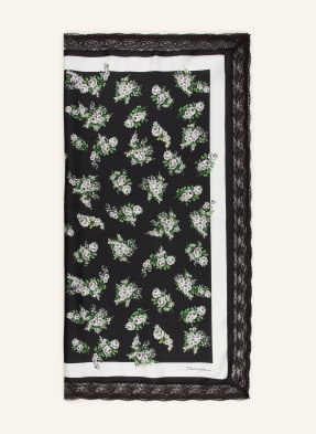 Dolce & Gabbana Hedvábný Šátek S Krajkou černá / režná / zelená