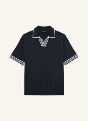 Reiss Pletené Polo Tričko Poole tmavě modrá
