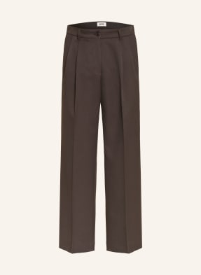Drykorn Kalhoty Leek Wide, Regular Fit tmavě hnědá