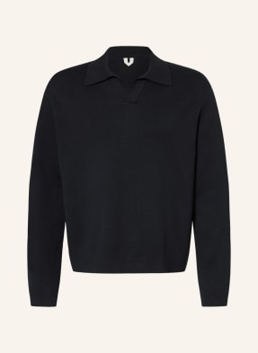 Arket Pletené Polo Tričko Swarm tmavě modrá