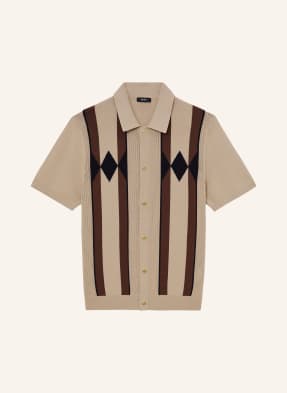 Reiss Pletená Košile Axis Slim Fit béžová / hnědá / černá