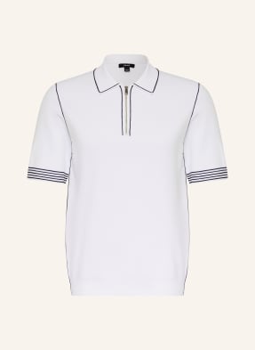 Reiss Pletené Polo Tričko Mason bílá / tmavě modrá