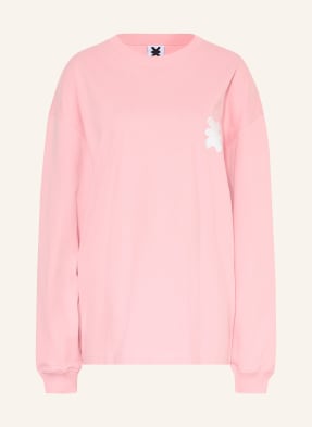 Karo Kauer Oversized Tričko S Dlouhým Rukávem růžová / bílá