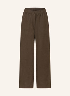 Opus Lněné Kalhoty Myha V Délce 7/8 khaki
