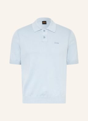 Boss Strick-Poloshirt Asac blau