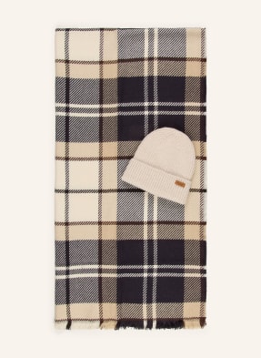 Barbour Set Pendle: Schal Und Mütze beige
