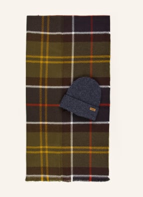 Barbour Set Pendle: Šála A Čepice khaki / tmavě žlutá / tmavě modrá
