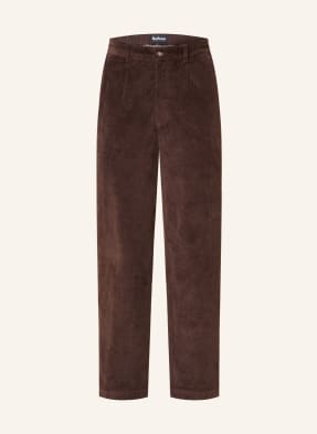 Barbour Manšestrové Chino Kalhoty Stretch tmavě hnědá