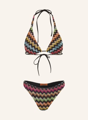 Missoni Trojúhelníkové Bikiny S Třpytivou Přízí černá / oranžová / žlutá