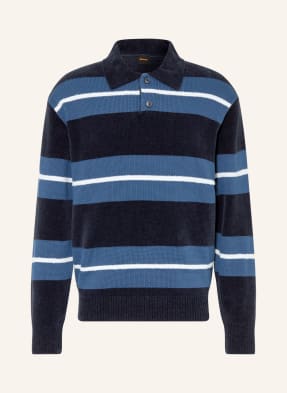Boss Strick-Poloshirt Amburgh blau