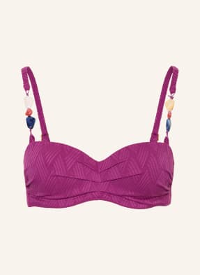 Cyell Bikini Top S Kosticemi Texture Voila S Ozdobnými Korálky fuchsiová / modrá / bílá