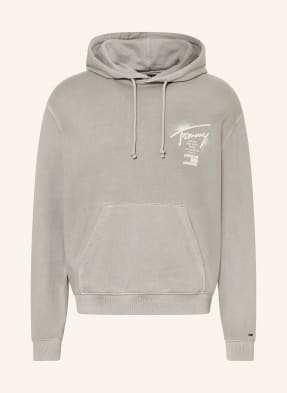 Tommy Jeans Mikina S Kapucí šedá / krémová