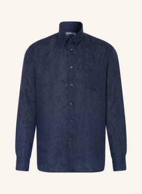 Vilebrequin Lněná Košile Caroubis Comfort Fit tmavě modrá