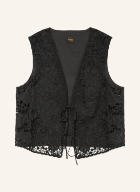 Boss Weste Irika Im Materialmix Mit Lochspitze schwarz