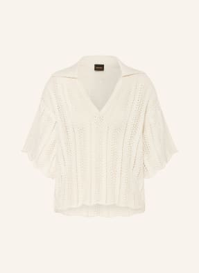 Boss Strick-Poloshirt Fordeaux weiss