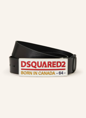 dsquared2 Kožený Opasek černá / stříbrná