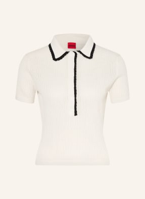 Hugo Strick-Poloshirt Slysa weiss