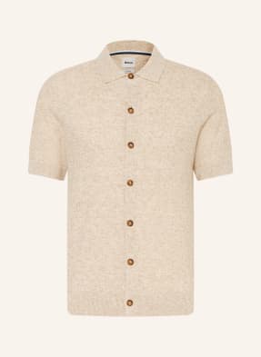 Brax Pletená Košile Jimmy Slim Fit S Lnem světle hnědá / bílá
