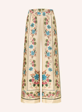 Weekend Max Mara Hodvábné Kalhoty Culotte Snack béžová / zelená / modrá