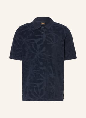 Boss Frottee-Poloshirt Flower blau