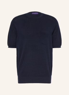 Ralph Lauren Purple Label Pletené Tričko S Hedvábím tmavě modrá