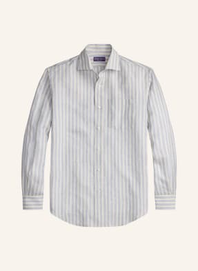 Ralph Lauren Purple Label Lněná Košile Custom Fit tmavě modrá / krémová