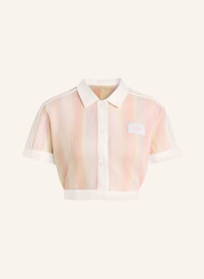 Adidas Originals Polo Tričko Striped Cropped světle růžová / tmavě žlutá / bílá