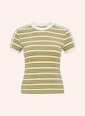 Adidas Originals Tričko Adidas Originals Summer Glow Slim Striped Z Froté béžová / tmavě hnědá / světle zelená